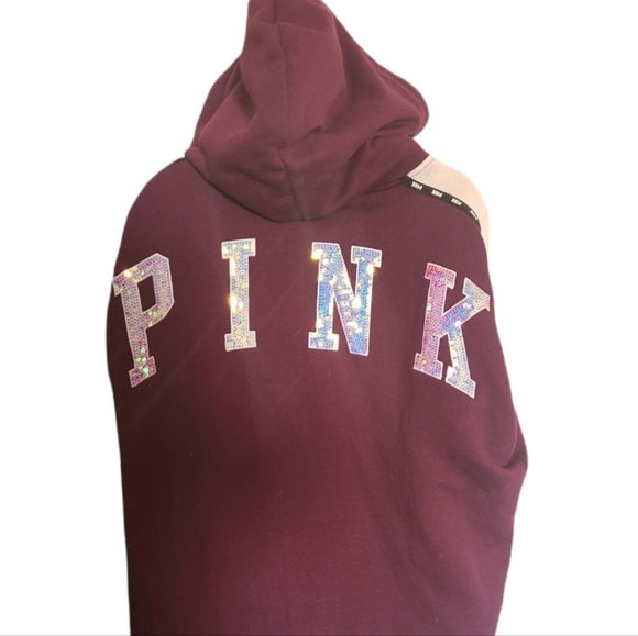 pink faux fur bling hoodie RARE - Picture 4 of 4
